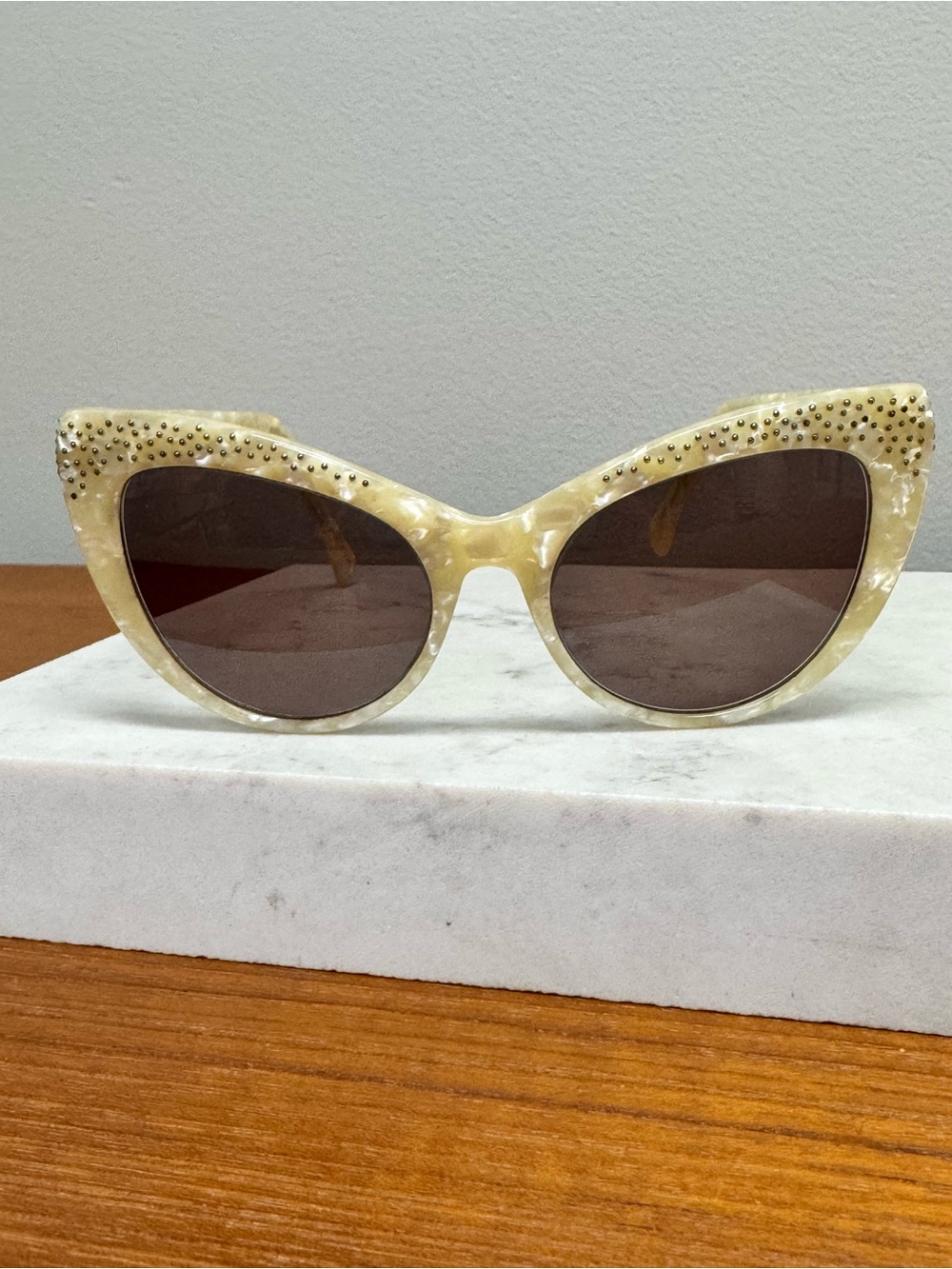 Keiko Lynn Bon Look Women's Cat-Eye Glasses in lily white with Stud Accents